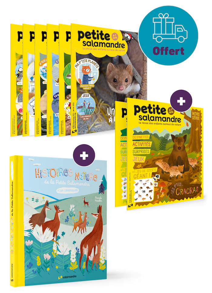 OFFRE DE NOEL: Abonnement 1 an Petite Salamandre (4-7 ans) + Histoires nature de la Petite Salamandre